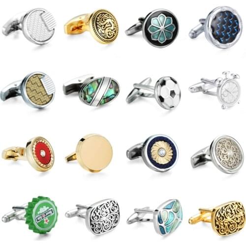 High quality fashion design mens French shirt Cufflinks round pattern horse enamel shell Cufflinks