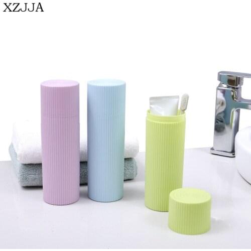 XZJJA Simple Stripe Toothbrush Toothpaste Storage Boxes Fashion Couples Cup Portable Travel Towel Tableware Dustproof Container