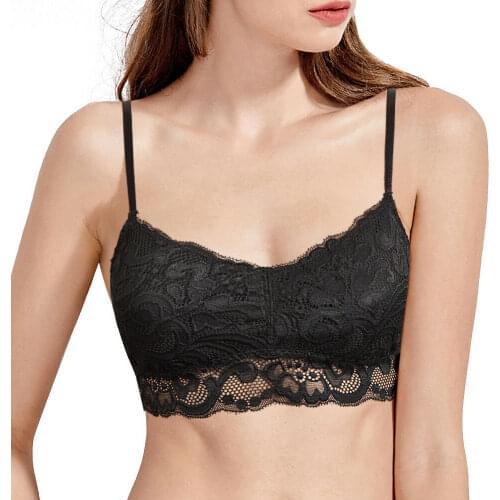 YANDW New Bras For Women Lace Bralette Full Cups Mesh Froral Embroidery Bra Wire Free Padded Sexy Underwear 3 Colors