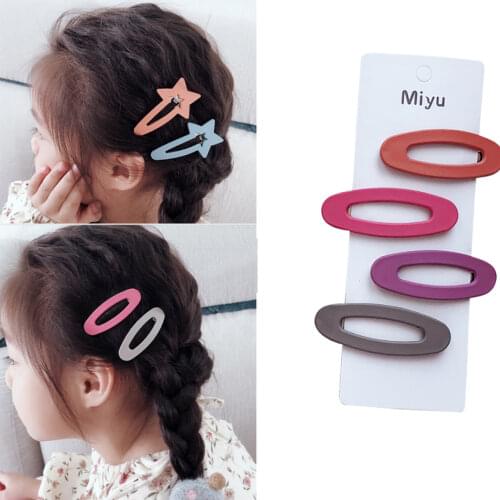 4pcs/lot Star Rabbit Shape Hair Clips Kids Fashion Matte Hair Clip Baby Girl Hairpins Barrettes Headdress Hair Accessories
