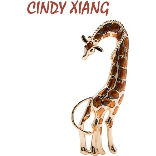 CINDY XIANG Enamel Large Giraffe Brooches For Women Vivid Animal Design Brooch Pin Luxury High Quality Accessories Autumn Style