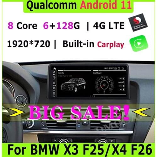 10.25" Snapdragon CPU Android 10.0 Car Multimedia Player for BMW X3 F25 X4 F26 HeadUnit GPS Navigation Radio Stereo Navi