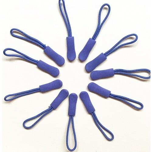 10pcs lake blue Zipper Pulls Strong Nylon Cord Non-slip with Rubber Gripper Pull Fit Any Zipper Materials Fixer Drawstring head