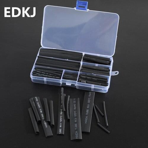 150 PCs Boxed polyene capsule combined with heat shrinkable insulated cable sleeve 2:1 Black shrink tube set combination