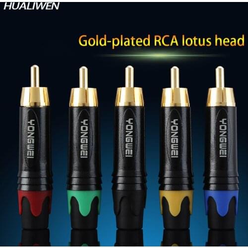 2pcs RCA Connector High quality RCA male Connector gold plating audio adapter pigtail speaker plug for 7MM Cable