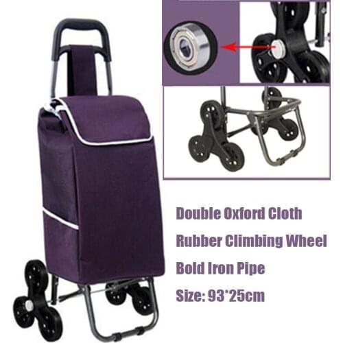 25%,Six Wheel Folding Climbing Cart Portable Shopping Cart Quality Steel Pull Rod Trolley With Double oxford cloth&Rubber wheel