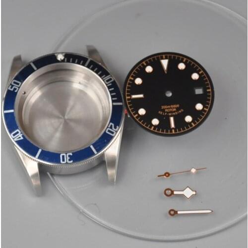 41mm Watches Case dial hands Watch Parts Brass Coated 316L S Steel Fit ETA 2836 Miyota8215 821A movement for mens mechanica