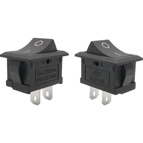 5Pcs 2Pin Light Rocker Switch ON-OFF KCD-101 AC Boat Power Switch Black New 15*21mm 2Pin Switch 6A 250V 10A 125V
