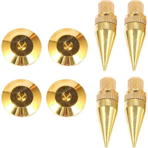 8 Pcs M6 36mm Gold Plated Copper Isolation Spike + Base Pad Mat for Speaker