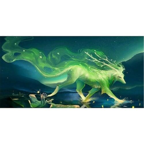 ArtBack 5d diy diamond painting wolf square green animal diamond mosaic 3d diamond embroidery crafts decoration 40x80cm