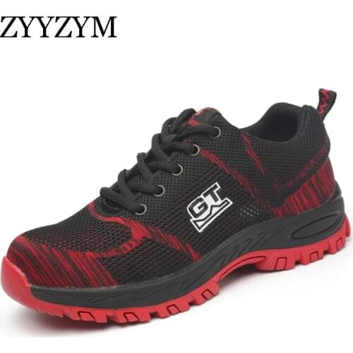 ZYYZYM Steel Toe Work Safety Boots Men Shoes big Size 36-46 Outdoor Puncture Proof Protective Men Work Safety Shoes Men Sneakers