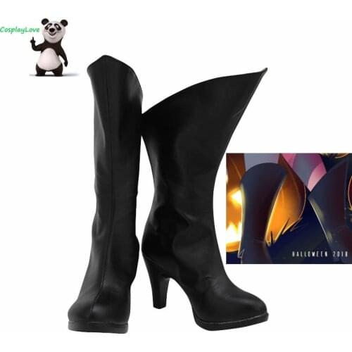 CosplayLove Hazbin Hotel Vaggie Black Shoes Cosplay Long Boots Leather Custom Made For Girl Female