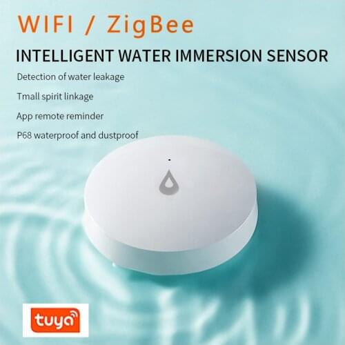 ZigBee TUYA Water Immersing Sensor Flood Water Leak Sensor Detector Alarm Security Soaking Sensor With Gateway Hub