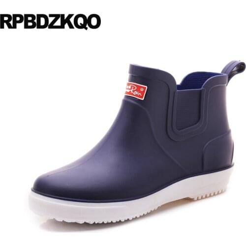 Cheap Brown Designer Comfortable Autumn Blue Fall Chelsea Waterproof Short Shoes Mens Rubber Rain Boots 2019 Slip On Booties