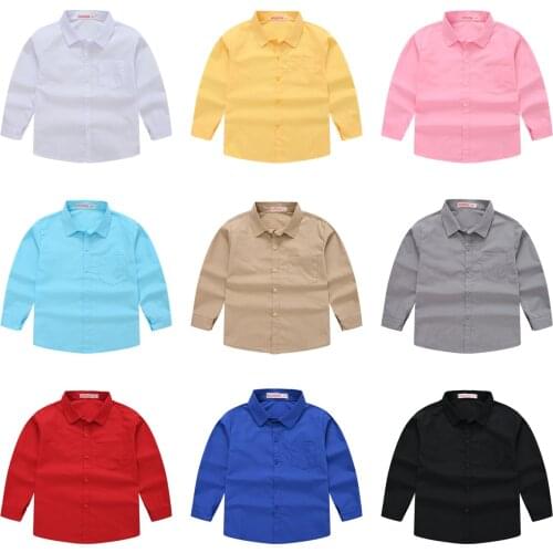 Kids Shirts 2021 New Autumn Spring Boys Girls Cute Long Sleeve Shirts Tops Teenager Toddler Uniforms