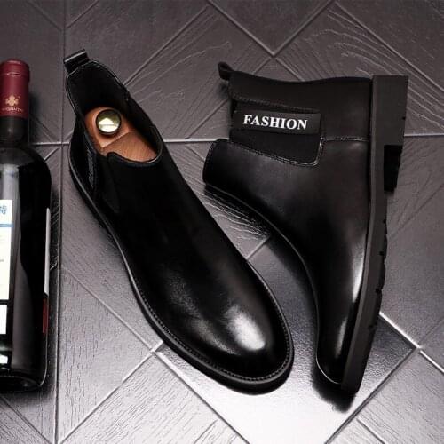 ERRFC Luxury Mens Black Chelsea Boots Fashion Winter Leisure Trending Short Ankle Shoes For Motorcycle Trending Street Zapatos