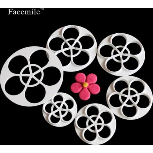 Facemile 6Pcs/Set Rose Flower Cake Cookie Cutter Mold Fondant Easiest Rose Flower Making Plum Biscuit Mould DIY Baking Tools