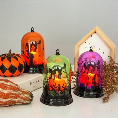 Halloween Pumpkin Lantern Witch Lamp Scene Layout Pumpkin Lights Desk Decor Props Halloween Party Home Room Decoration
