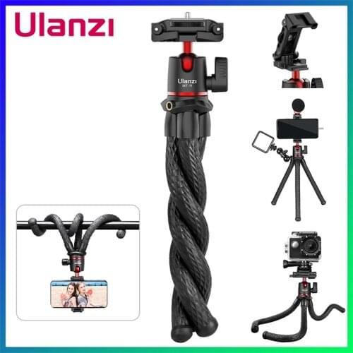 Ulanzi MT-11 Octopus Flexible Tripod For Phone SLR DSLR Camera Tripod Extend 1/4'' Screw With Ballhead Cold Shoe Phone Clip