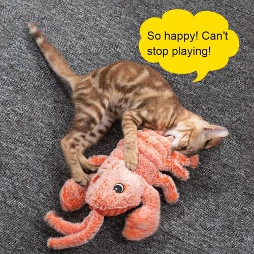 USB Charging Pet Cat Toy Electric Simulation Lobster Toys for Dog Cat Chewing Playing Biting Cat Wagging Toy Plush Cats Toys