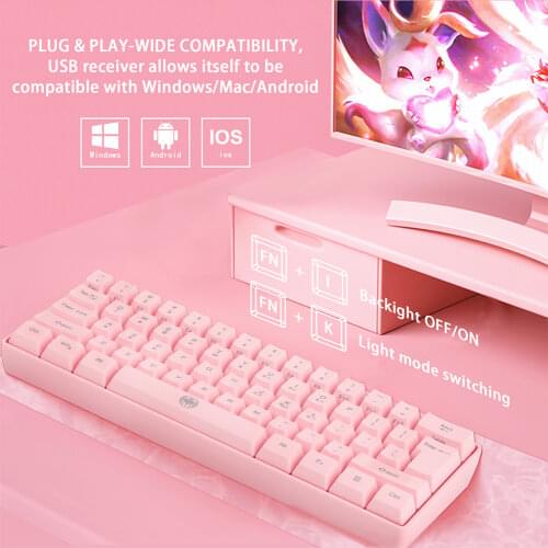 Wireless Bluetooth-compatible Keyboard 61 Keys RGB Backlit 2.4G Dual Mode Keyboard Gaming Computer for Gamer PC Laptop
