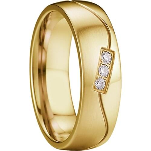 Rings for women wedding band ladies love alliance 14k gold plated titanium jewelry couple engagement rings woman female