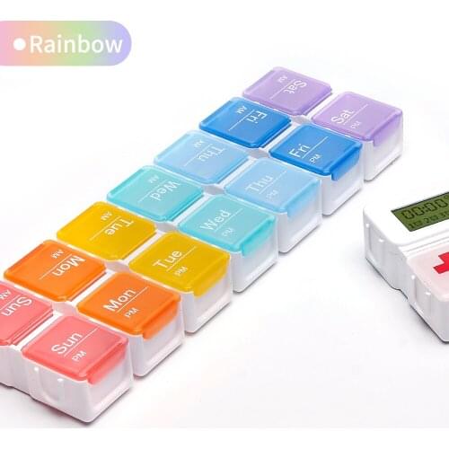 GREENWON Weekly 7 Days Pill Medicine Box Holder Organizer Weekly 7 Day Pill Storage Box for Medications Supplements Vitamins