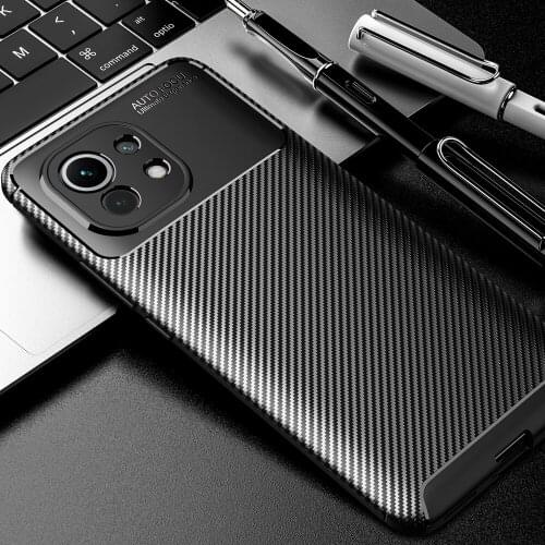 Mi11 Carbon Fiber Case For Xiaomi Mi 11 Case Luxury Soft TPU Slim Silicone Cover for Xiaomi 11 5G Capa Fundas