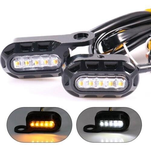 Motorcycle Turn Signal Light Mini LED 12V Turn Indicator Lamp Daytime Running Light White And Yellow Motorcycle Accessories