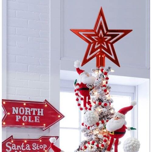 A variety of specifications Christmas five-pointed star tree package tree top star ornaments decoration pendant red star
