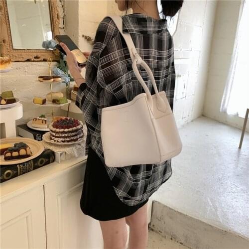 New Bag East Gate Cabbage Blue Bag Summer Style Handbag Large Capacity One Shoulder Bucket Bag