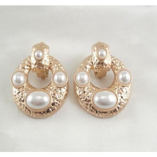 New irregular pits alloy pearl temperament web celebrity style restoring ancient ways female stud earrings