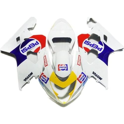 Platic Fairings for SUZUKI GSXR 600 750 2004 2005, White Blue Yellow fairing kit GSXR600 GSXR750 04 05 PL240