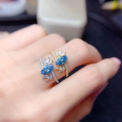 Natural Topaz Ring 925 Silver Womens Ring Luxury Atmosphere Fashion All-match