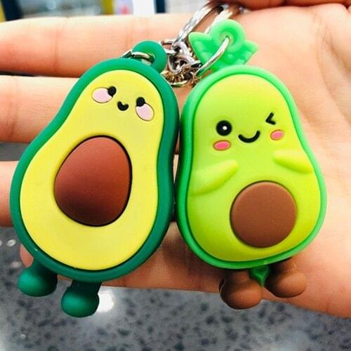 1pcs Rubber Avocado Keychain Couples Key Chain Ring Vegan Green Fruit Fashion Car Accessories