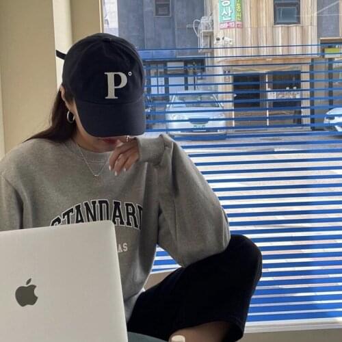 P letter simple duck tongue hat female spring and summer new wild sun hat showing face small baseball cap male