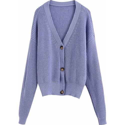 Women sweater new fashion temperament purple loose sweater knitted cardigan elegant womens jacket