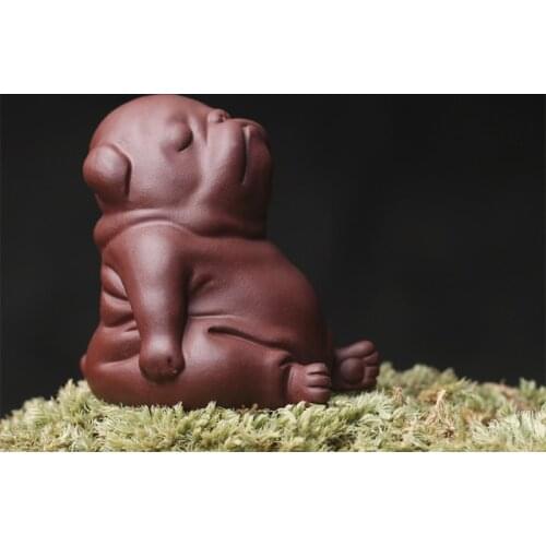 TANGPIN purple clay tea pet dog from Yixing zisha tea play crafts kung fu tea set decoration with gifts box