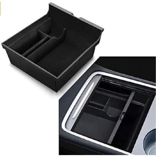 For Tesla Model 3 Storage Box Car Central Armrest Flocking ABS Storage Box Organizer For Model 3 Accessories