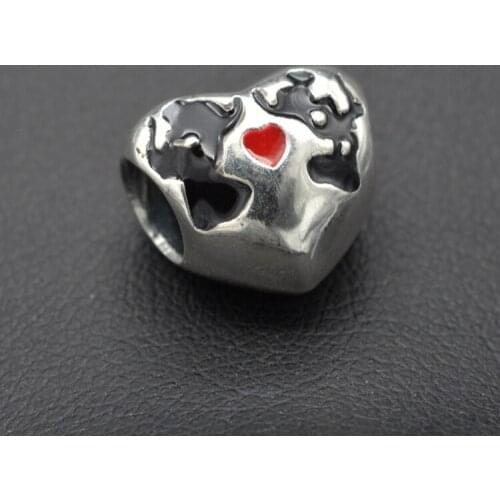 Heart-Shaped 925 Silver Jewelry Beaded Glue Cartoon Characters Suitable For Children To Wear
