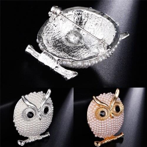 1 PC Cute Owl Brooch Pins Pearl Brooch Badge Clothes Suit Jewelry Accessories For Women Girls