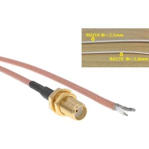 10pcs RP-SMA Female To PCB SOLDER Pigtail Cable RG178 Or RG316 For WIFI Wireless LOW LOSS 8" 20CM