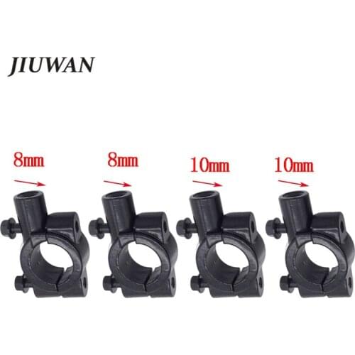 2 Pcs Motorcycle Universal Handlebar Rear View Mirror Black Holder Mount Adapter Clamp For Motor Bike With 8mm / 10mm Screw Hole