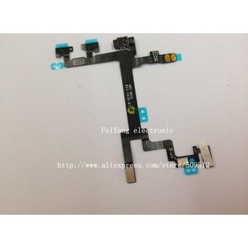 30pcs/lot High quality Power on off Flex Cable for iPhone 5 5G Volume Mute Vibrate Key Free Shipping