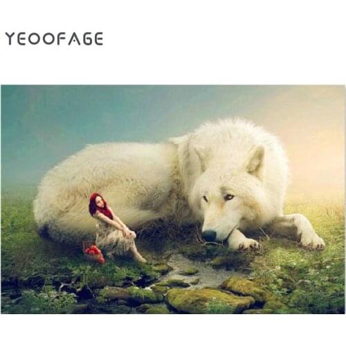 5D Diamond Embroidery Wolves and women Diy Diamond Painting picture full square rhinestones cross stitch mosaic Train stickers