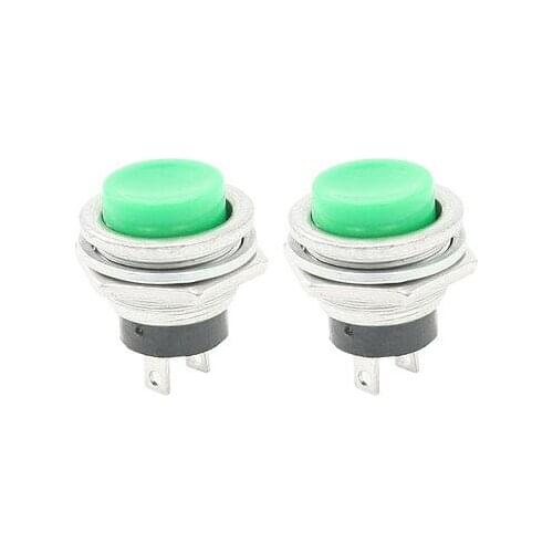 AC 3A/125V Momentary SPST 2 Pin Green Round Pushbutton Switch