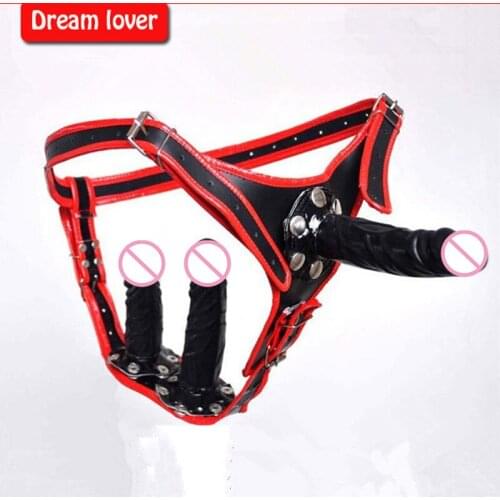 Red and black color women gay adjustbale Chastity Belt Pants Anal Plug Adult Sex Toys Briefs underpants