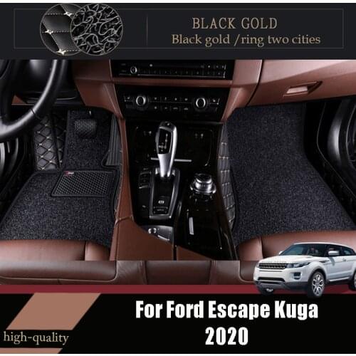 Car Floor Mats For Ford Escape Kuga 2020 Carpets Luxury Double Layer Wire Loop Interior Accessories Custom Leather Styling Rugs