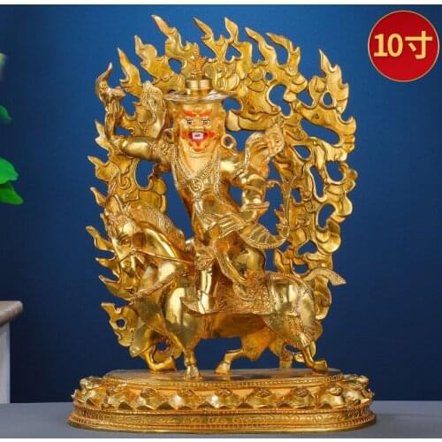 Asia Buddhism good gold gilding Buddha brass statue HOME family effective protection Tibetan JU SHI JIN GANG Dharma protector