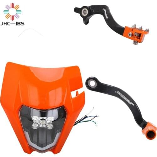 For KTM SX XC XCW SXF XCFW XCF 125 144 150 200 250 350 450 Motorcycle LED Headlight Head Light & Foot Brake Clutch lever set